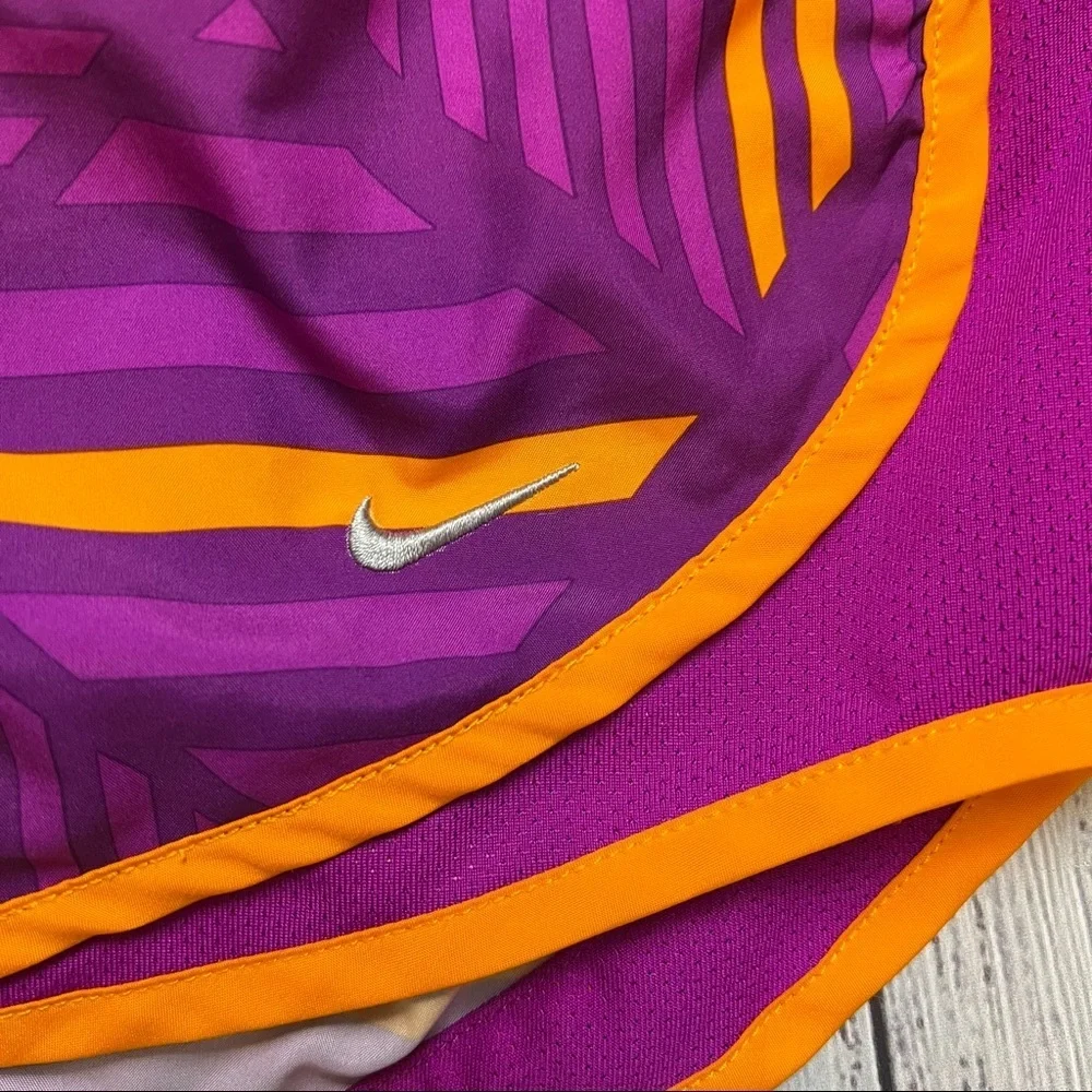 Nike Dri-Fit Purple and Orange Printed Tempo Shorts. Size Small. EUC.